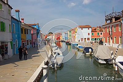 The Canals and houses of the island of Burano in Venice Editorial Stock Photo