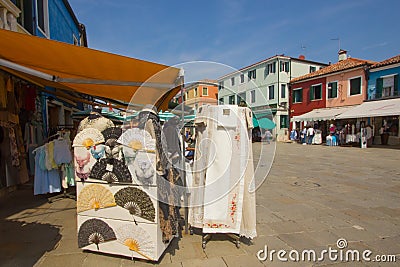 The Canals and houses of the island of Burano in Venice Editorial Stock Photo