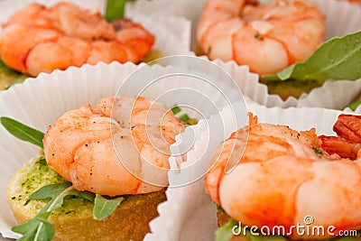 Canape with prawn Stock Photo