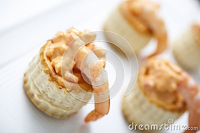 Canape of Prawn and Thousand Island Dressing Stock Photo