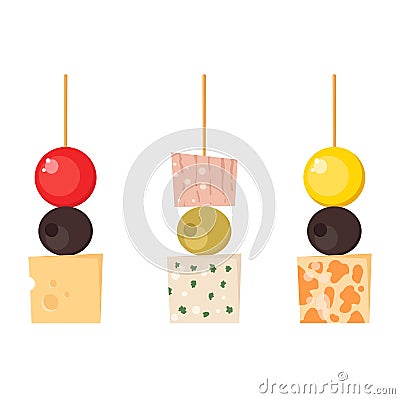 Canape snacks vector illustration. Vector Illustration