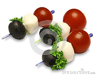 Canapes with tomatoes Stock Photo