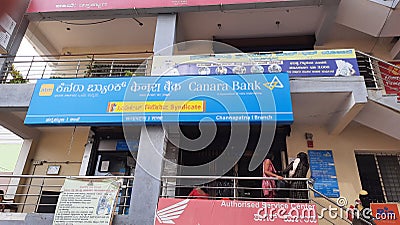Canara Bank or Syndicate Bank building in the first floor near the city of Channapatna Editorial Stock Photo