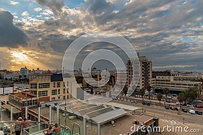 Sunset and clouds over Cadiz Spain Editorial Stock Photo