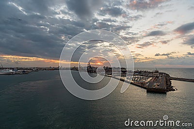 Sunset and clouds over Cadiz Spain Editorial Stock Photo