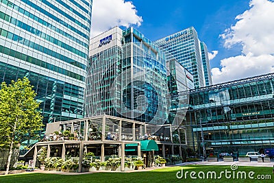 A typical view in canary wharf in London Editorial Stock Photo