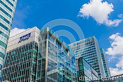 A typical view in canary wharf in London Editorial Stock Photo