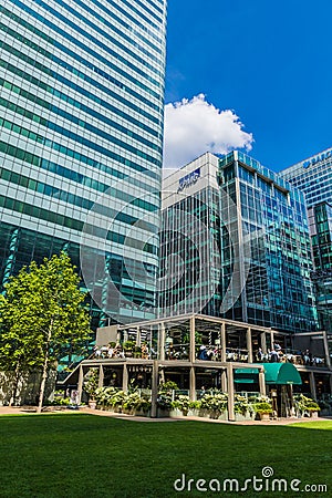 A typical view in canary wharf in London Editorial Stock Photo