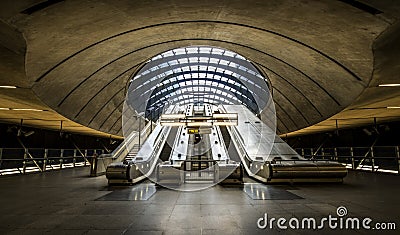 The Canary Wharf tube station , London Stock Photo