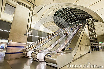 The Canary Wharf tube station , London Stock Photo