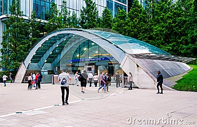 The Canary Wharf undergound station in London Editorial Stock Photo