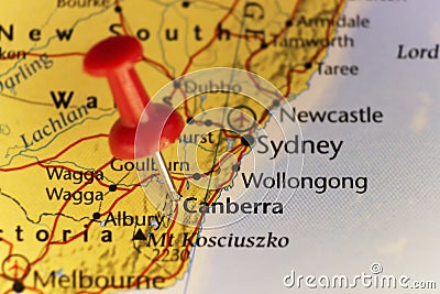 Canberra capitol of Australia map Stock Photo