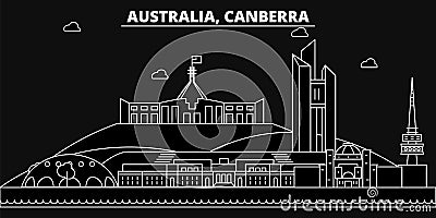 Canberra silhouette skyline. Australia - Canberra vector city, australian linear architecture, buildings. Canberra Vector Illustration