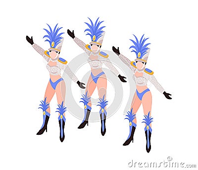 Cancan Dancers Crew Composition Vector Illustration