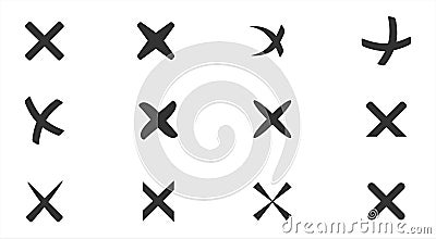 Cancel, cross, erase, delete icon set Stock Photo