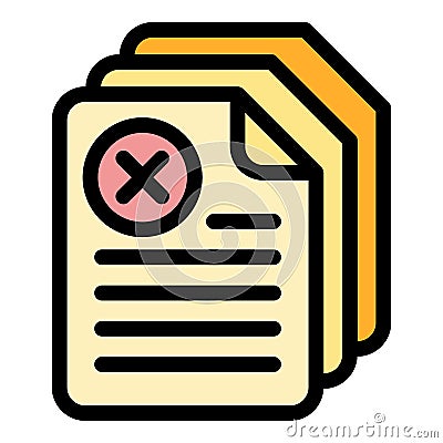 Cancel docs icon color outline vector Vector Illustration