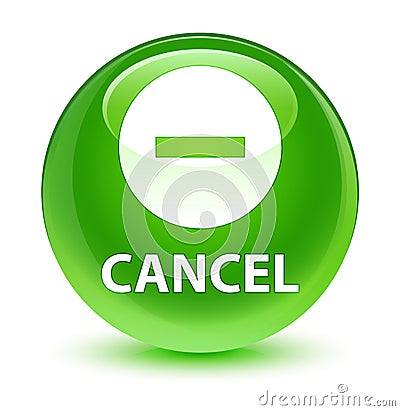 Cancel glassy green round button Cartoon Illustration