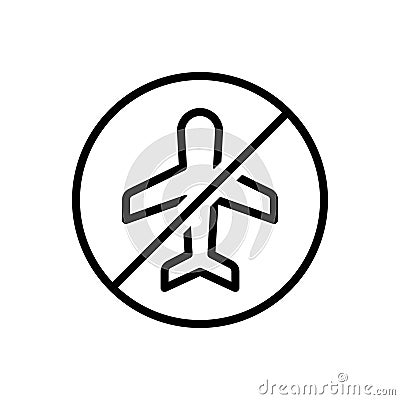 Black line icon for Cancel, travel and ban Vector Illustration