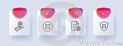 Cancel line icon. Cross, hand, file, shield, rejection, prohibition, safety, confirmation. Vector line icon for Business and Vector Illustration
