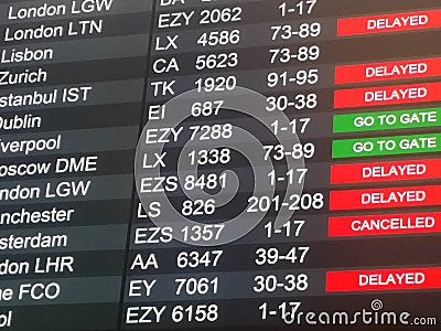 Canceled and delayed flights Editorial Stock Photo