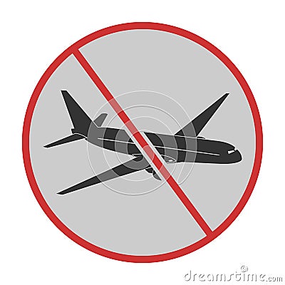 Canceled flight icon. Stop COVID sign Vector Illustration