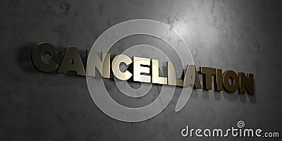 Cancellation - Gold text on black background - 3D rendered royalty free stock picture Stock Photo