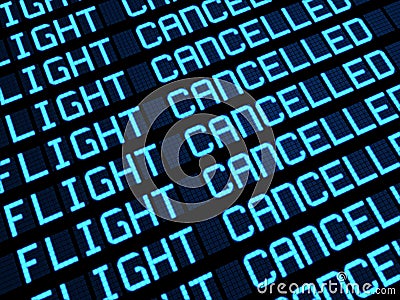 Cancelled Flights Departures Board Stock Photo