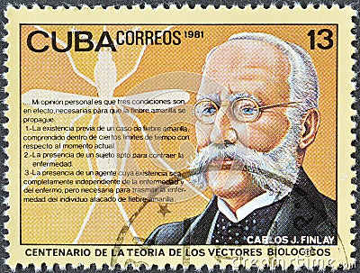 portrait of Cuban epidemiologist Carlos Finlay Editorial Stock Photo