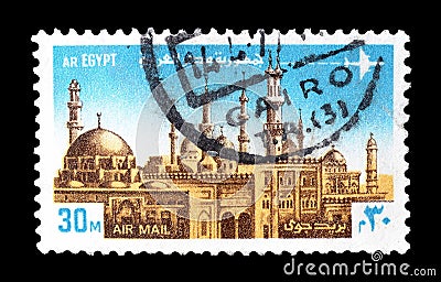 Cancelled postage stamp printed by Egypt Editorial Stock Photo