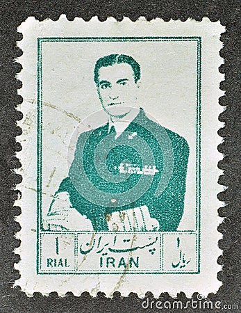 Cancelled postage stamp printed by Iran Editorial Stock Photo