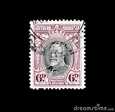 Postage stamp printed by Southern Rhodesia Editorial Stock Photo