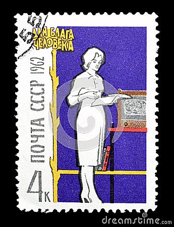 Soviet Union on postage stamps Editorial Stock Photo