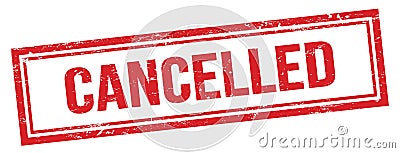 CANCELLED text on red grungy vintage stamp Stock Photo