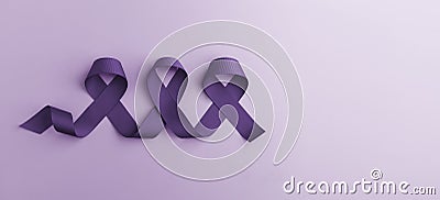 Cancer Awareness Concept. Global Community in Healthcare. World Cancer Day. Close up of Violet Ribbon Stock Photo