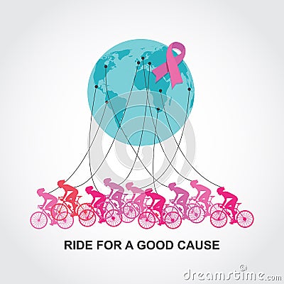 Cancer awareness cycling race or competition. ride for a good cause and charity Vector Illustration