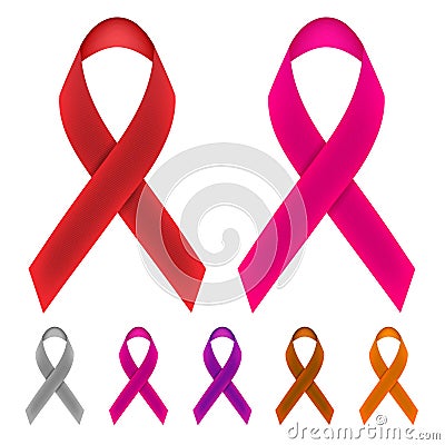 Cancer Awareness Ribbons Vector Illustration