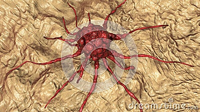 Cancer cell, close-up view Cartoon Illustration