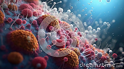 Cancer cell metastasis disease anatomy concept as growing malignant tumor on organ inside human body. 3D illustration Cartoon Illustration