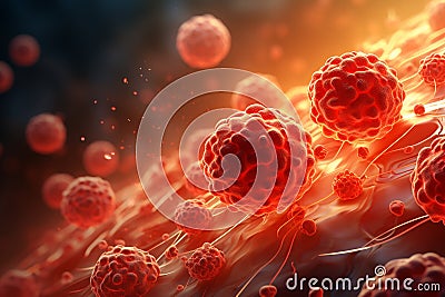 Cancer cell. Oncology research structure mutation, somatic cell of the body. genetic predisposition. Neoplasms Stock Photo