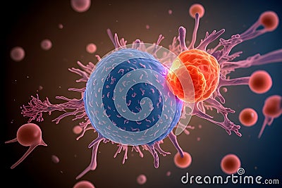 cancer cell or tumor illustration in high detail as a medical science background Cartoon Illustration