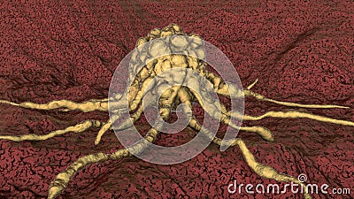 Cancer cell, close-up view Cartoon Illustration