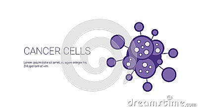 Cancer Cells Disease Treatment Concept Template Web Banner With Copy Space Vector Illustration