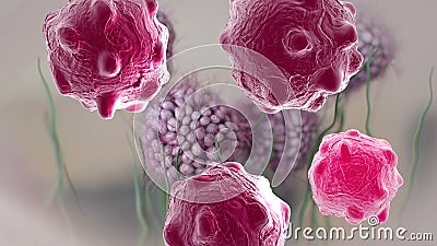 Cancer Cells With High Details Cartoon Illustration