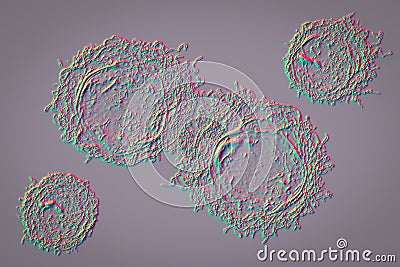 Cancer cells, 3D illustration Cartoon Illustration