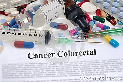 French colorectal cancer concept with drugs Stock Photo