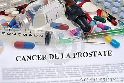 French prostate cancer concept with drugs Stock Photo