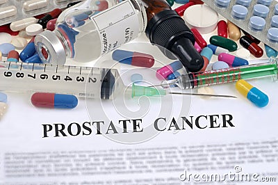 Prostate cancer concept with drugs Stock Photo