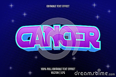 Cancer editable text effect 3 dimension emboss cartoon style Vector Illustration
