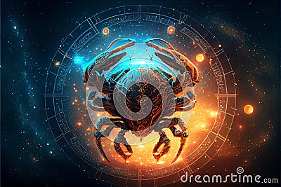 cancer horoscope sign. Astrology theme. Cartoon Illustration