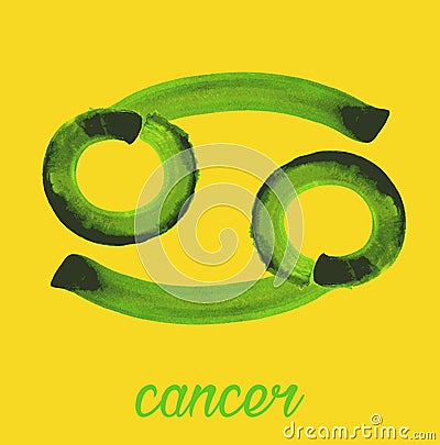 Cancer icon of zodiac, Vector icon. astrological signs, colorful image of horoscope. Watercolour style Vector Illustration